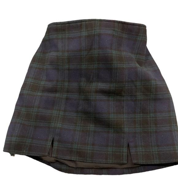 Hollister Green/Blue Plaid A-Line Mini Skirt Ultra High-Rise - Picture 7 of 11